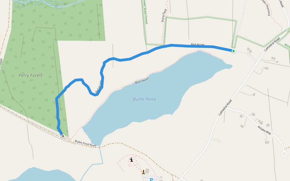 Red Arrow walking route map in Rindge
