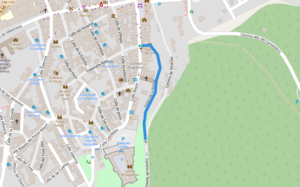 Paseo de la Ronda walking route map in Sigüenza