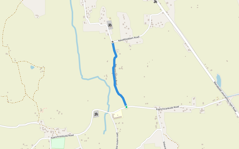 Navalthoddam Road walking route map in Batticaloa