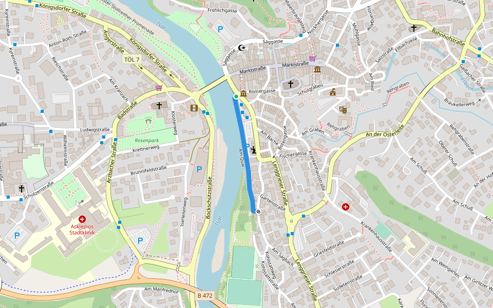 Am Quai walking route map in Bad Tölz