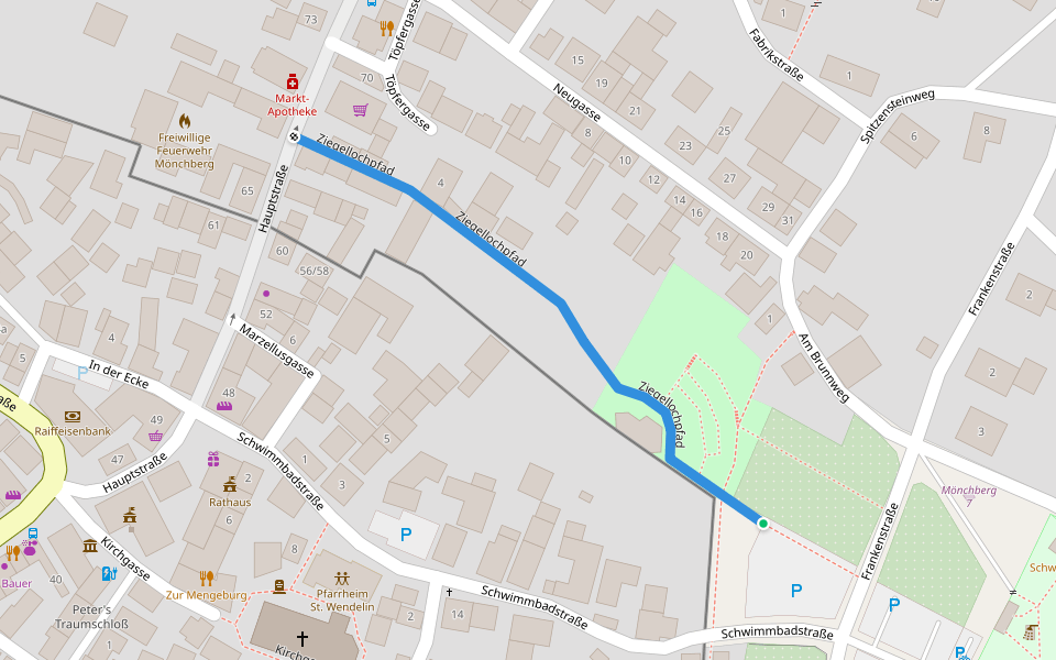 Ziegellochpfad walking route map in Mönchberg
