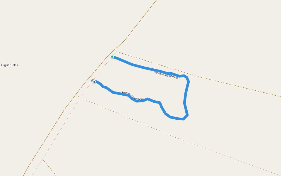 Sendero Ribetehilos walking route map in Almonte