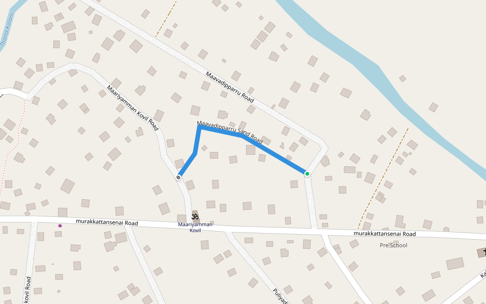 Maavadipparru Sand Road walking route map in Thavapuram