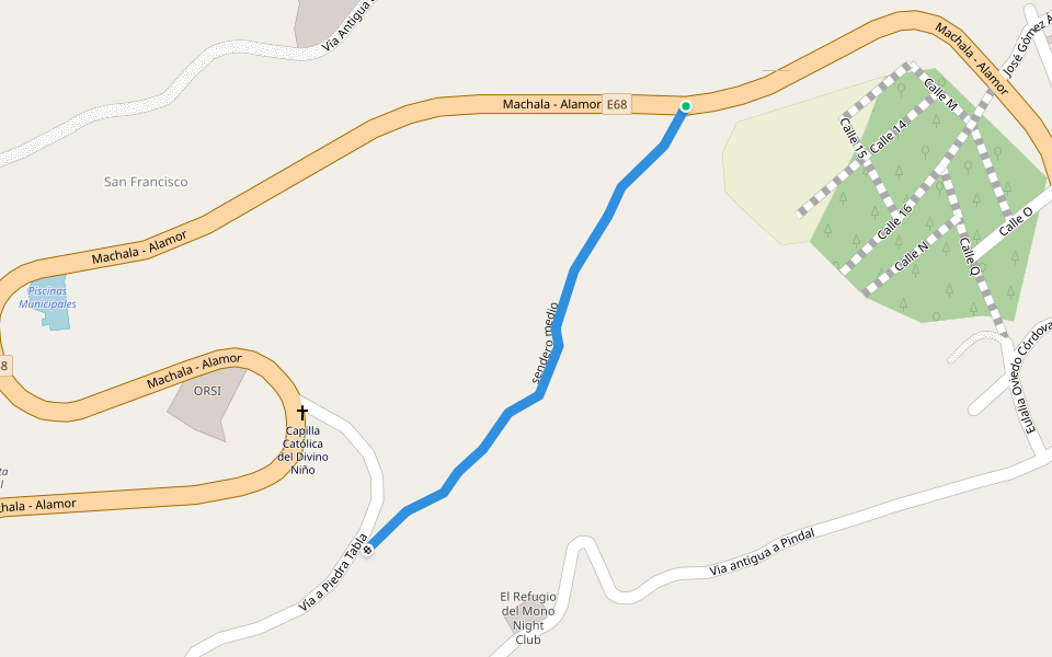 sendero medio walking route map in Alamor