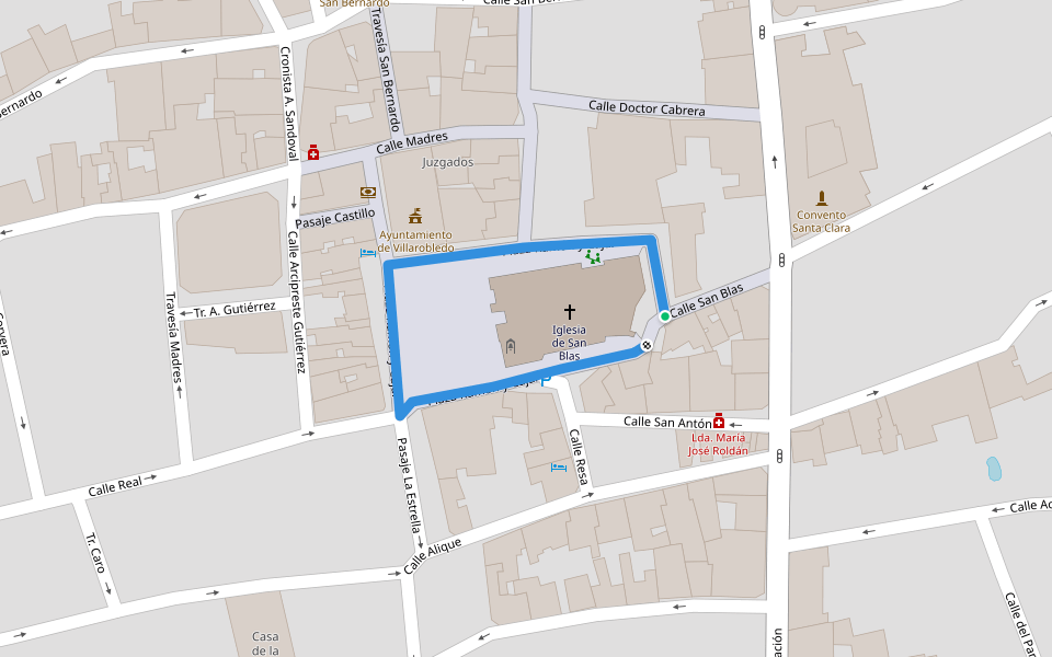 Plaza Ramón y Cajal walking route map in Villarrobledo