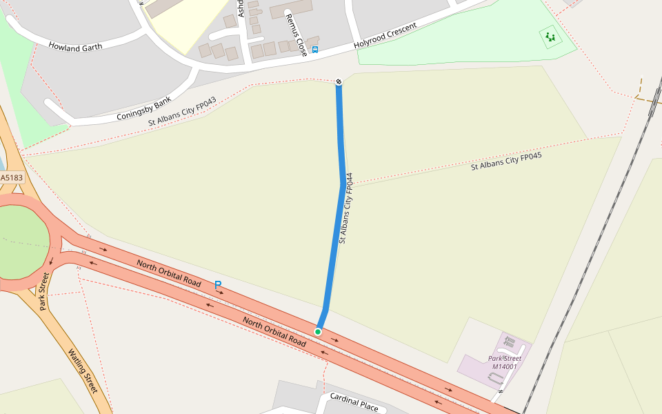 St Albans City FP044 walking route map in Park Street