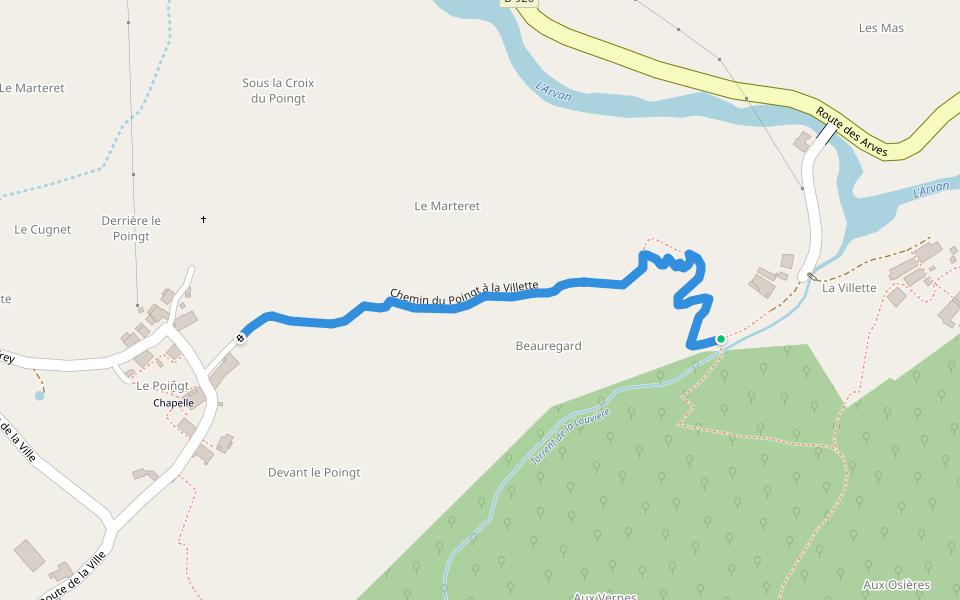 Chemin du Poingt à la Villette walking route map in Saint-Jean-d'Arves