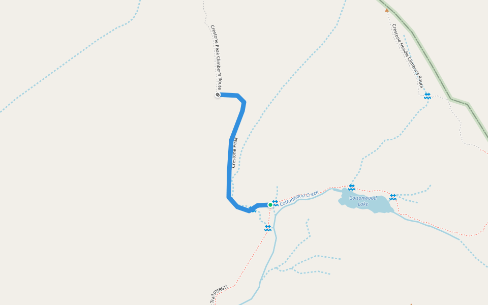 Crestone Peak walking route map in Silver Cliff