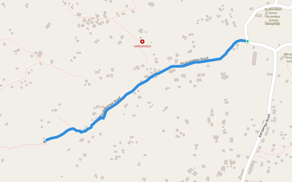 Kitabagarwa Road walking route map in Kikorongo