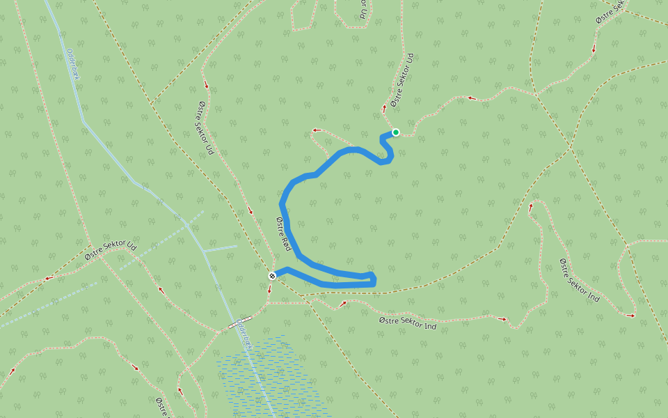 Østre Rød walking route map in Silkeborg