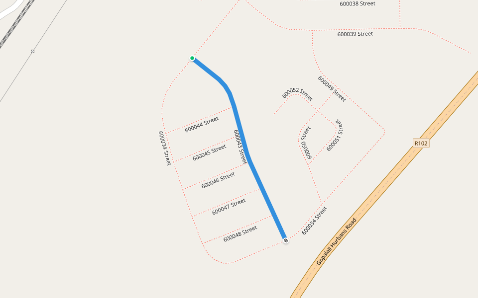 600043 Street walking route map in oThongathi