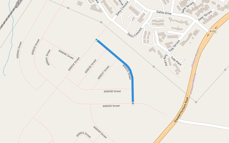 600035 Street walking route map in oThongathi