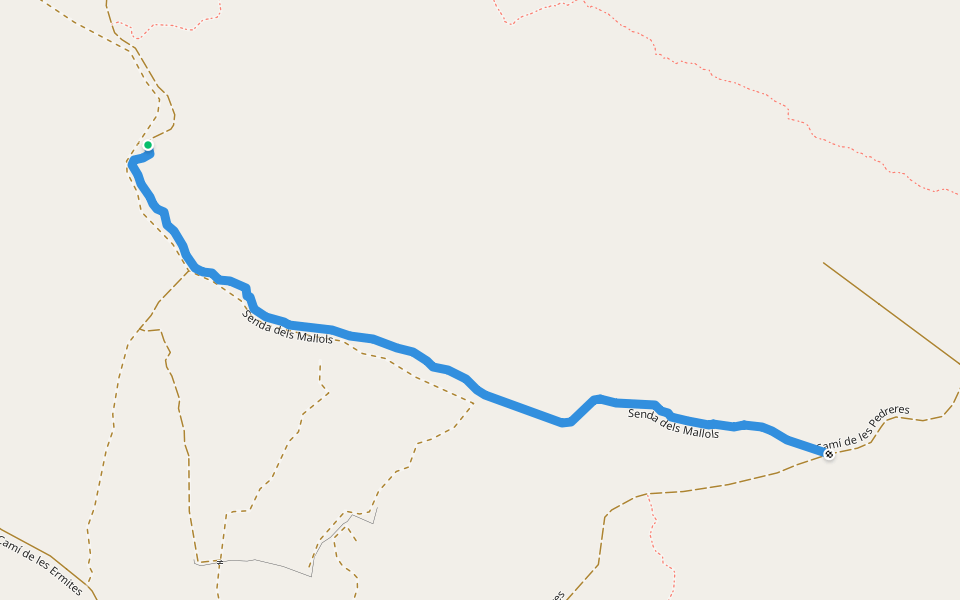 Senda dels Mallols walking route map in San Juan de Moró