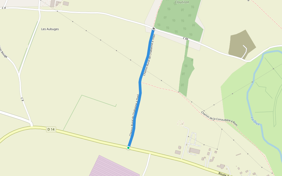 Chemin Rural de Chabanne à Theil walking route map in Rom