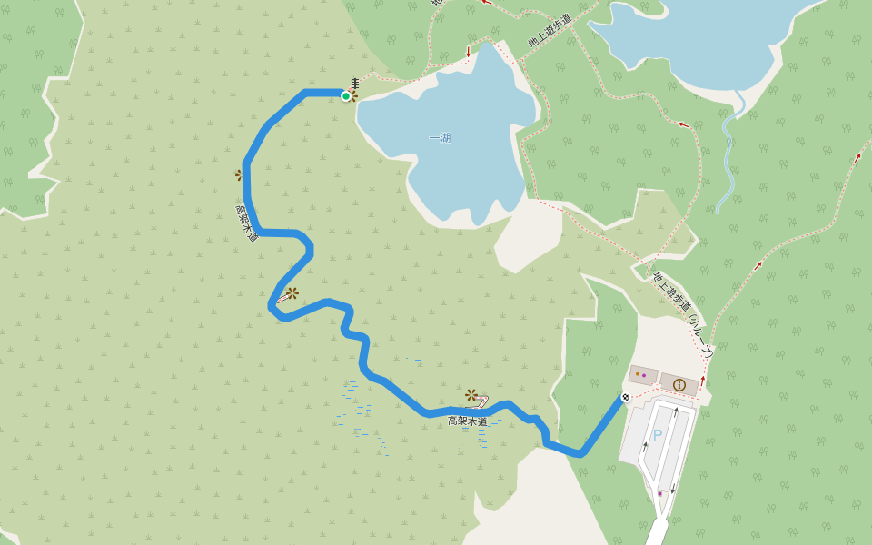 高架木道 walking route map in 斜里郡斜里町