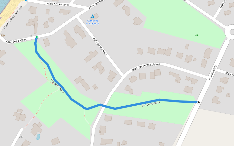 Pré de Paderoi walking route map in Mesquer