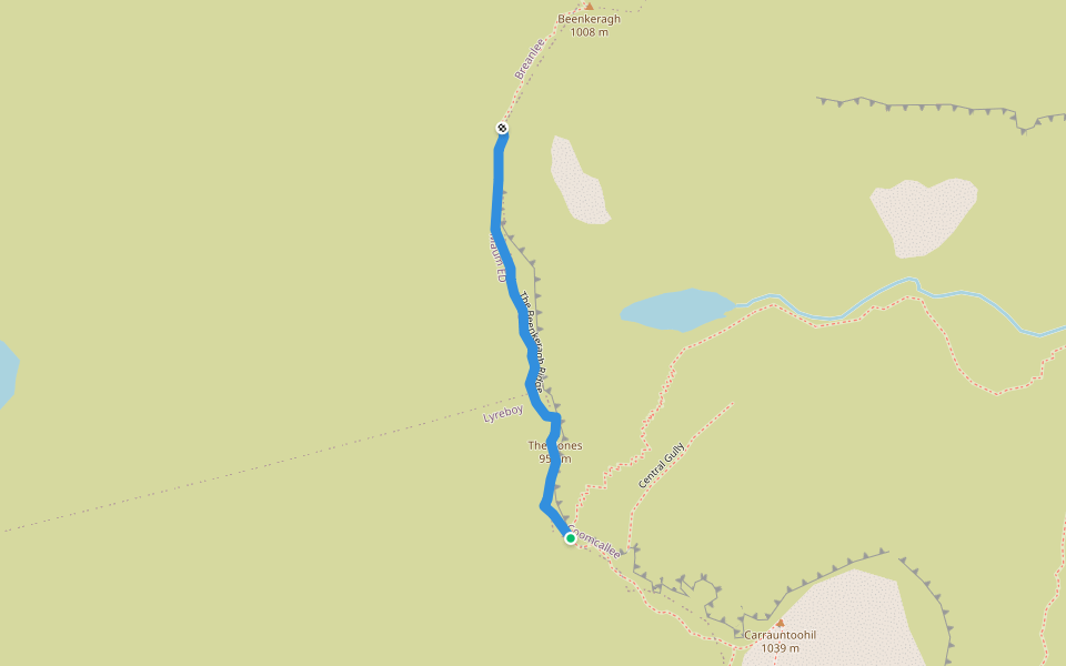 The Beenkeragh Ridge walking route map in Killarney Road