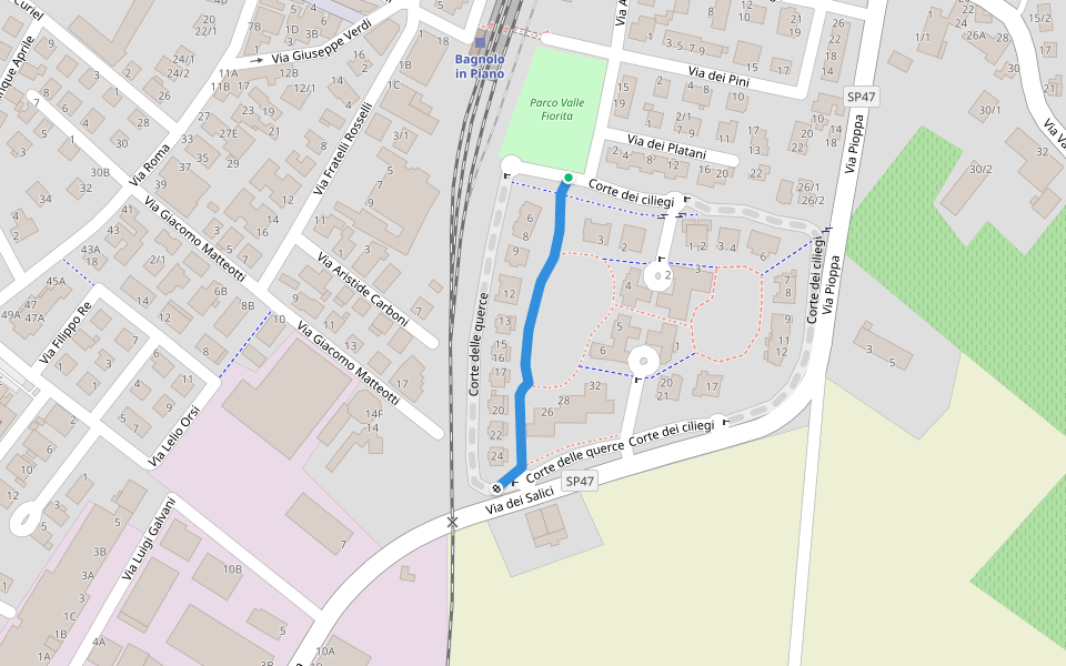 Corte delle querce walking route map in Bagnolo in Piano