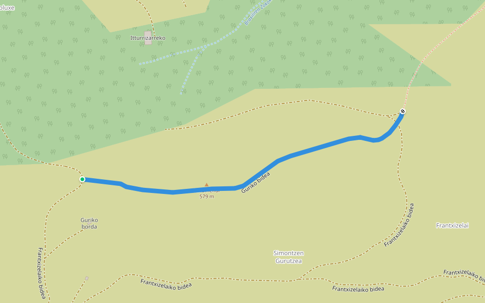 Guriko bidea walking route map in Goizueta