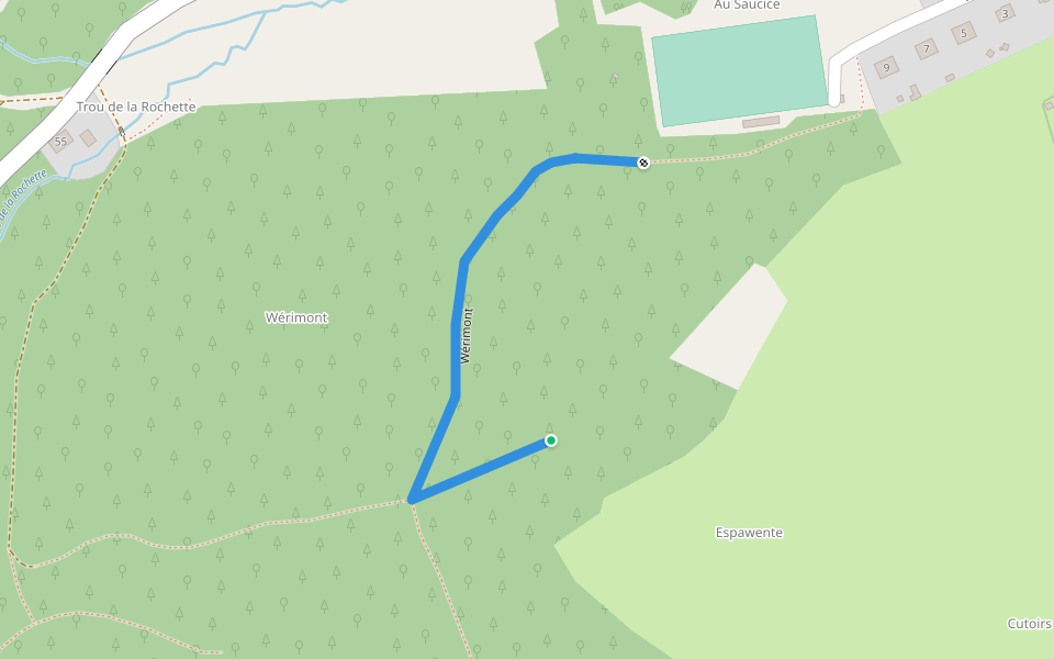 Wérimont walking route map in Saint-Hubert