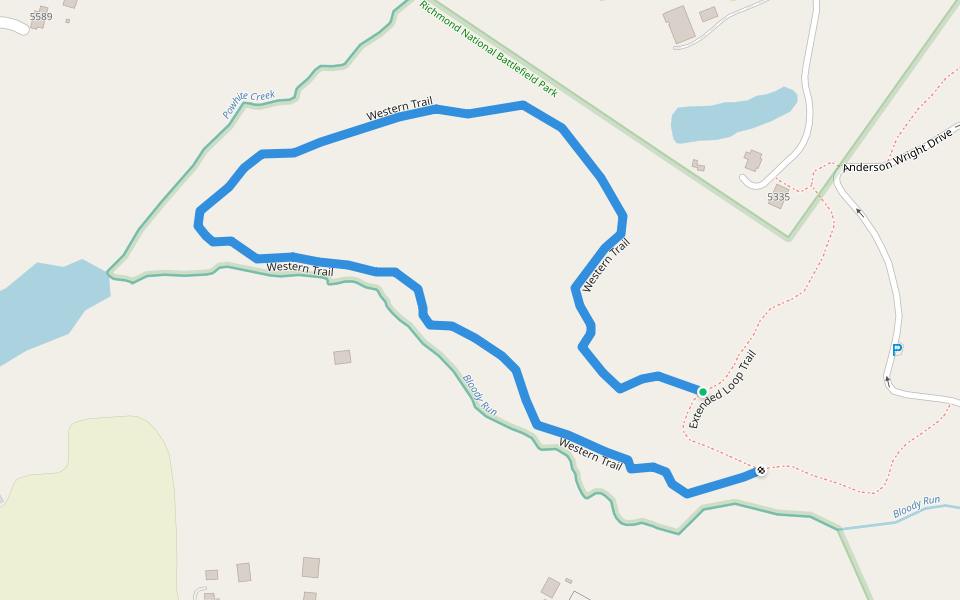 Western Trail walking route map in Mechanicsville