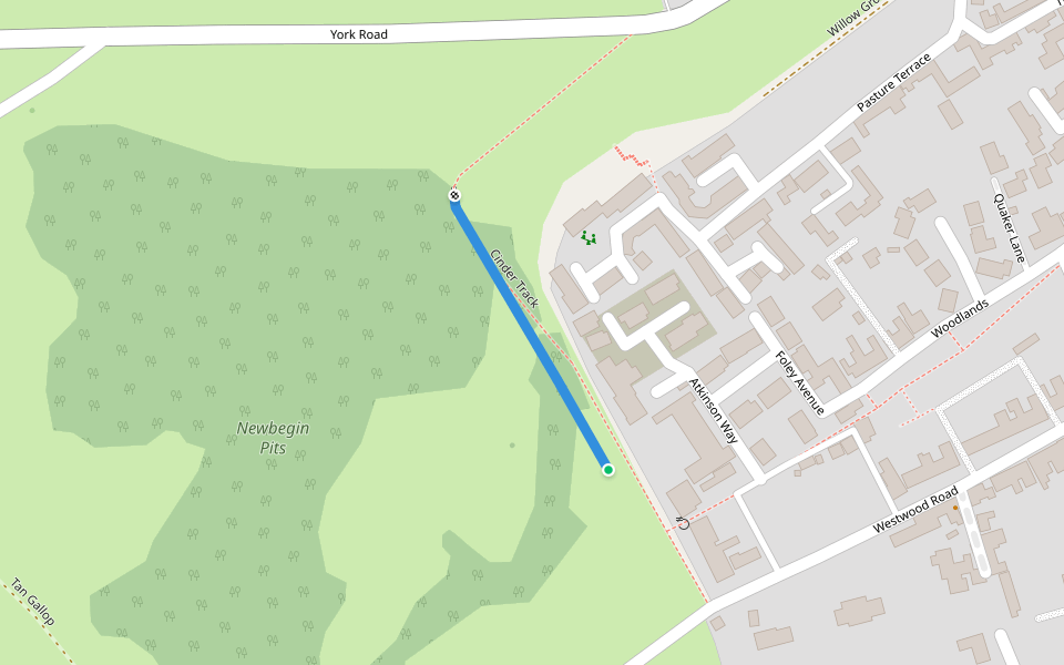 Cinder Track walking route map in Beverley