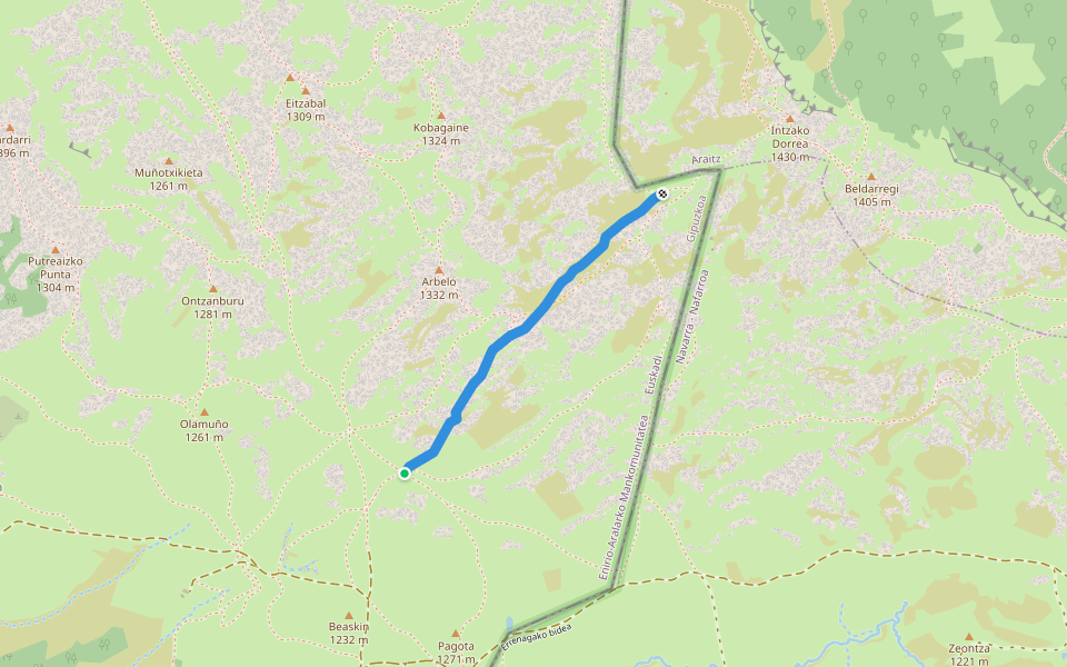 Igaratza - Intzako Dorrea bideska walking route map in Ataun