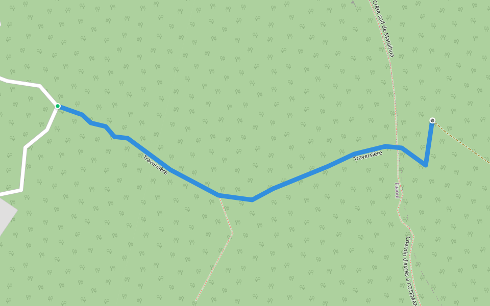 Traversière walking route map in Bora-Bora