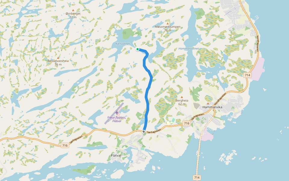 Ladalen walking route map in Hammarvika