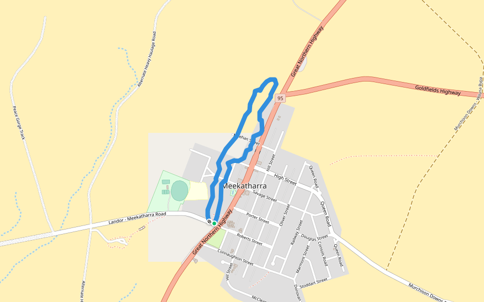 The Creek Trail walking route map in Meekatharra