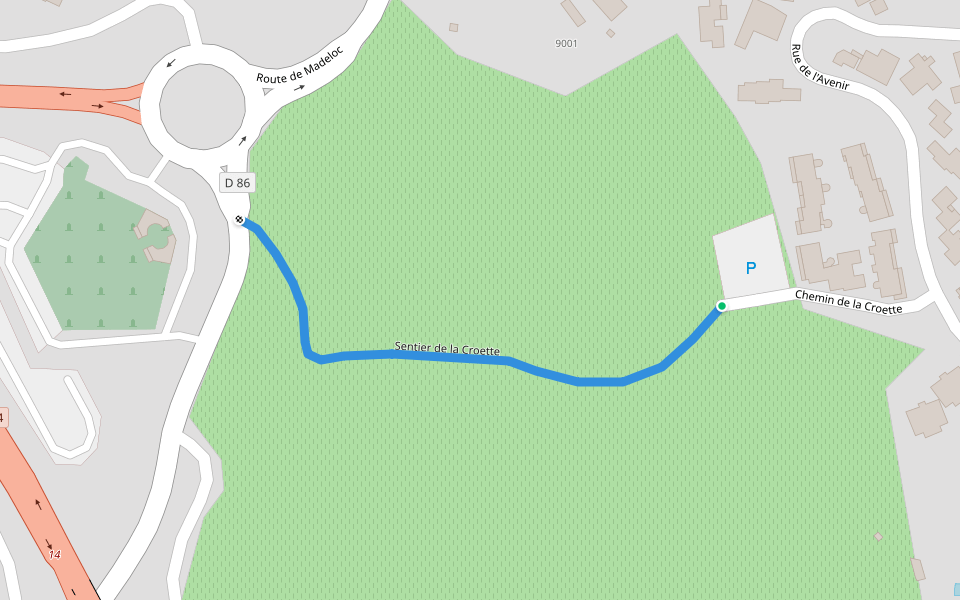 Sentier de la Croette walking route map in Collioure