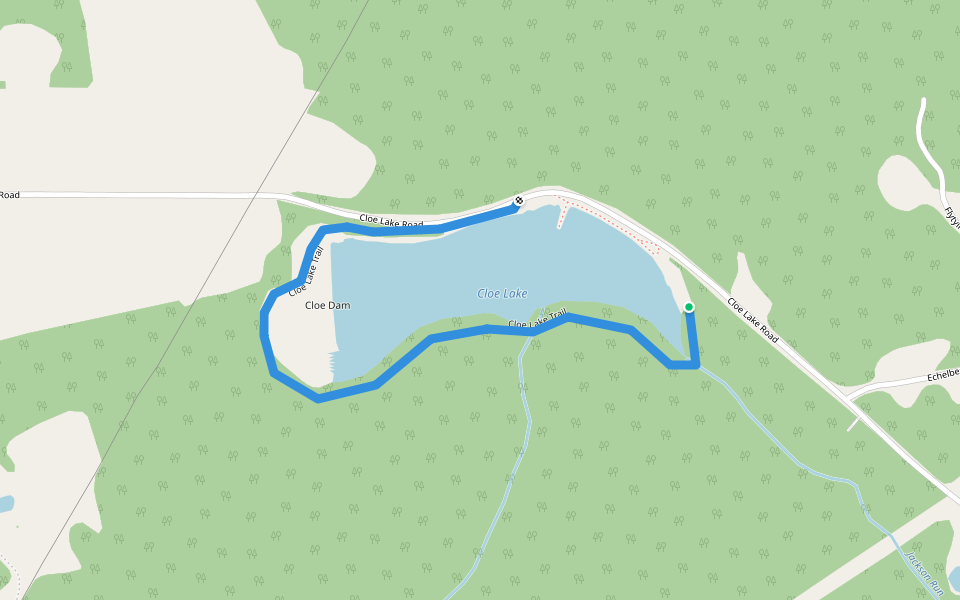 Cloe Lake Trail walking route map in Punxsutawney