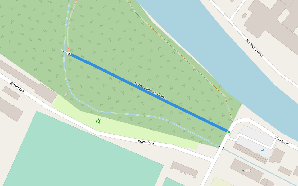 cvičná atletická dráha walking route map in Nymburk