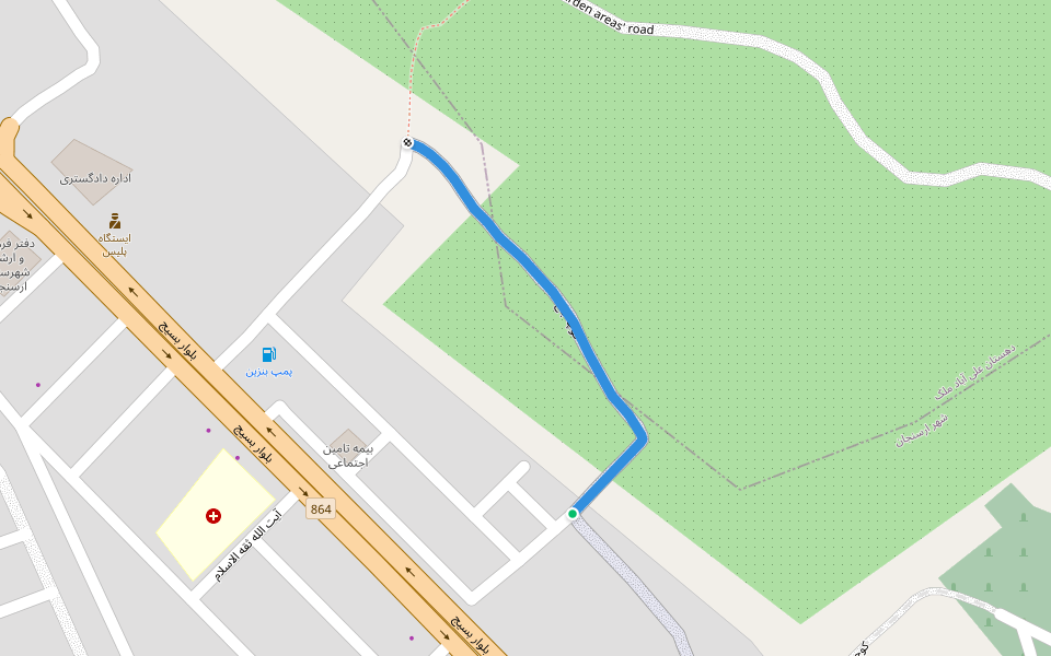 کوچه باغ walking route map in Arsenjan