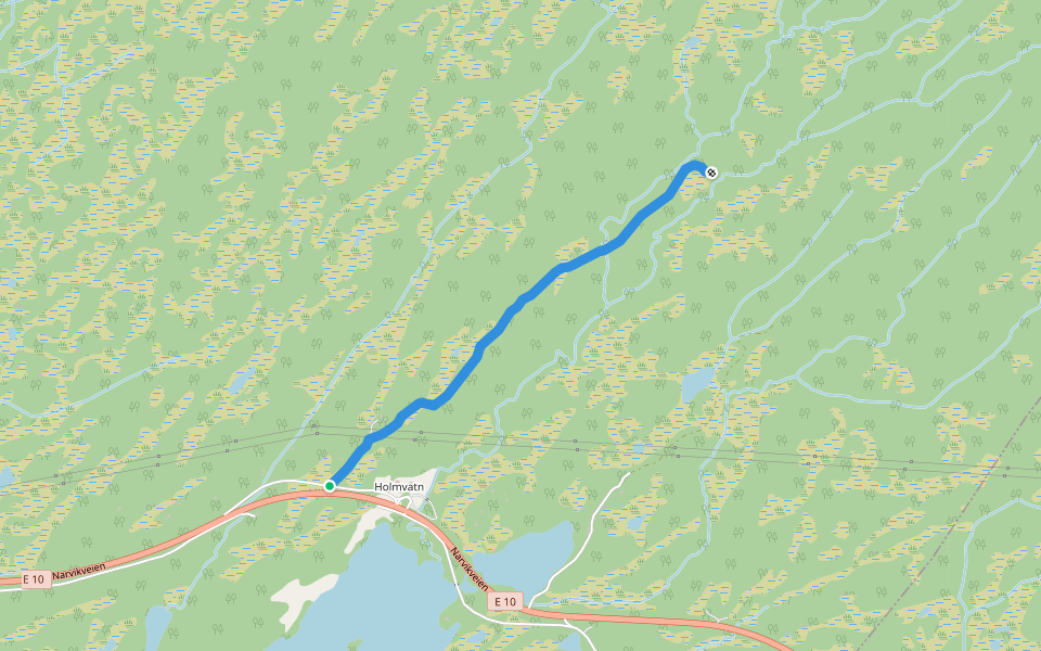 Skogsstien walking route map in Snubba