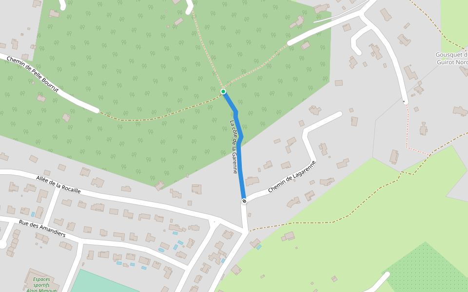 La côte de la Garenne walking route map in Pujols