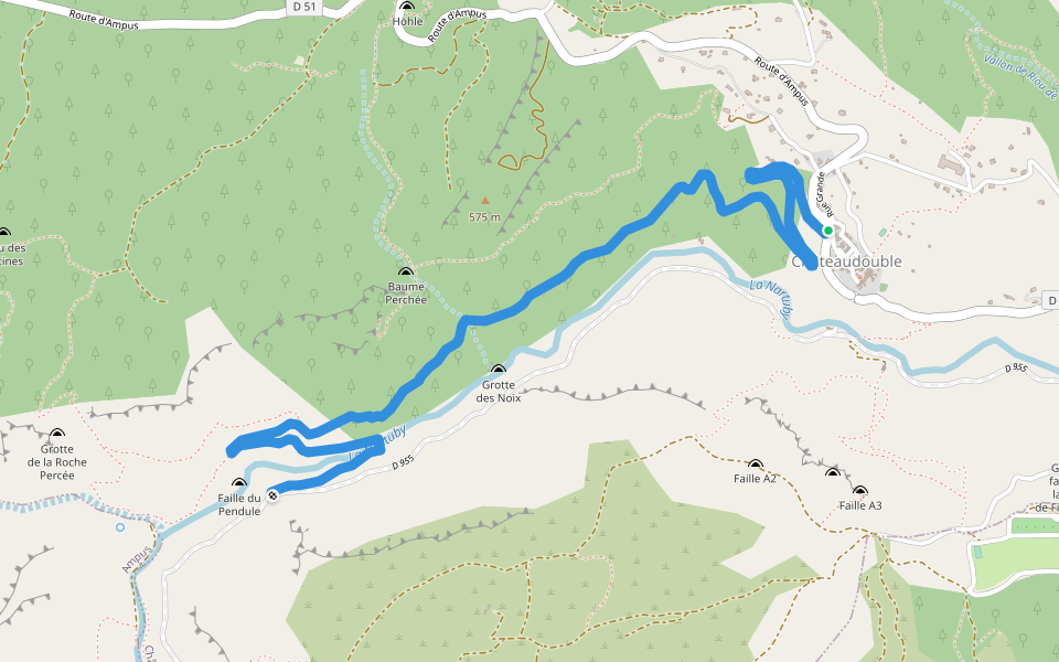 Piste des Avals walking route map in Châteaudouble