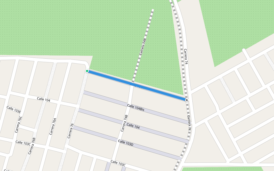 Calle 104A walking route map in Apartadó