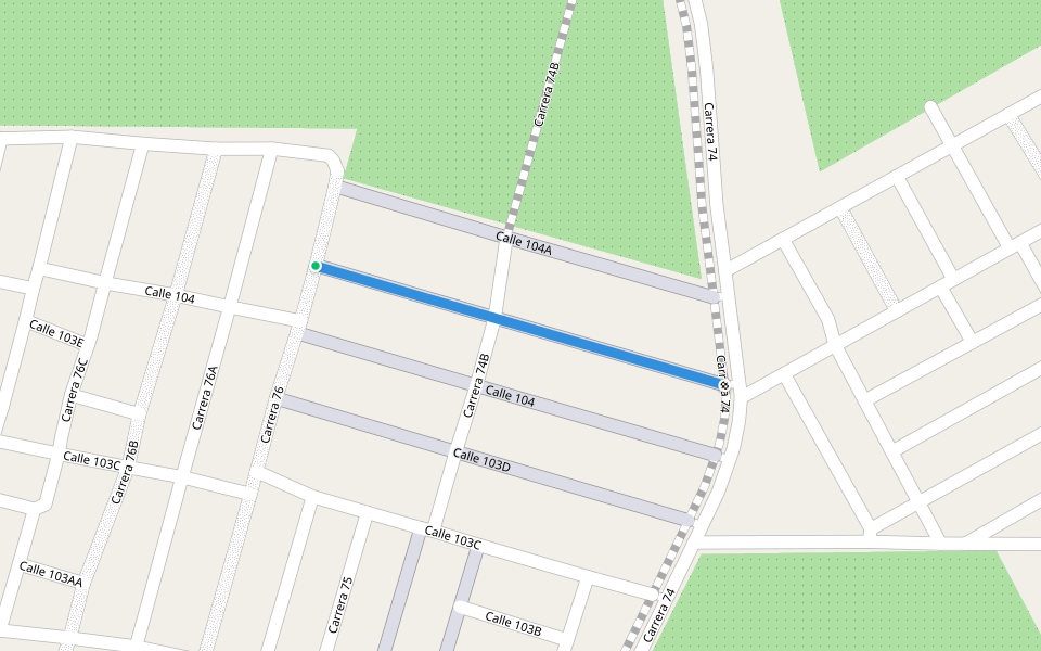 Calle 104Bis walking route map in Apartadó