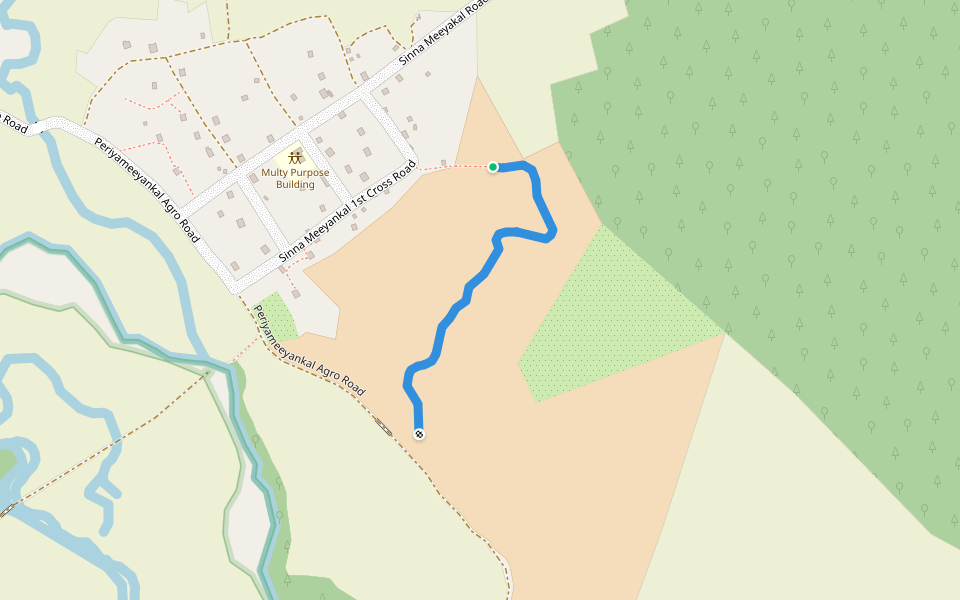 Aliyavodai Road walking route map in Perillaveli