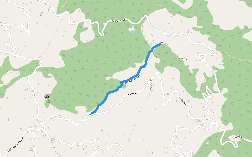 Way TO Pokhara walking route map in Musikot