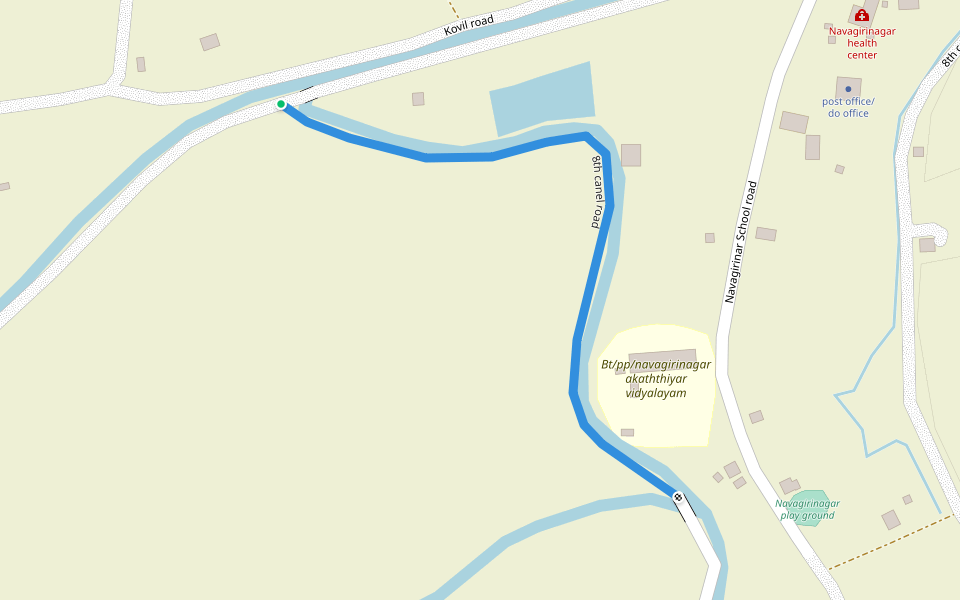 8th canel road walking route map in Aliyarvaddai