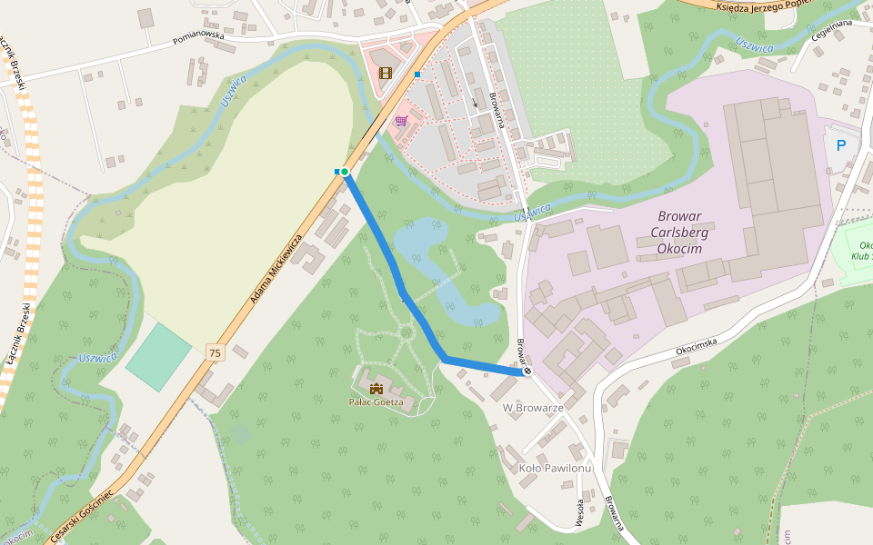 Barona Jana Goetza walking route map in Brzesko