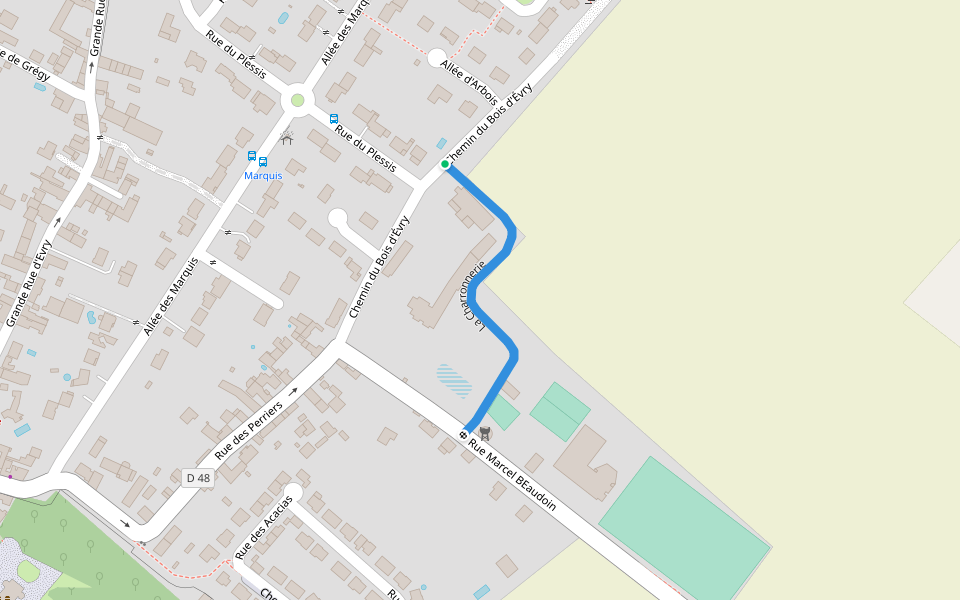 La Charronnerie walking route map in Évry-Grégy-sur-Yerre