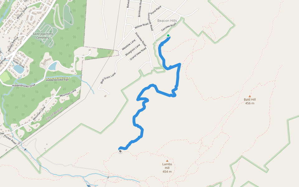 Overlook Trail (Red) walking route map in Beacon