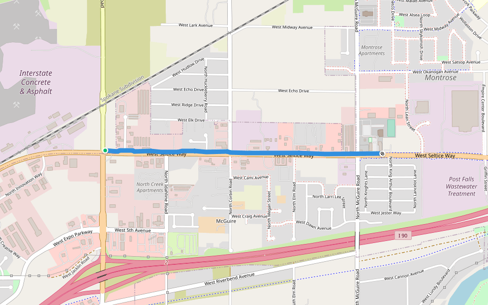 Karen Streeter Memorial Trail walking route map in Post Falls