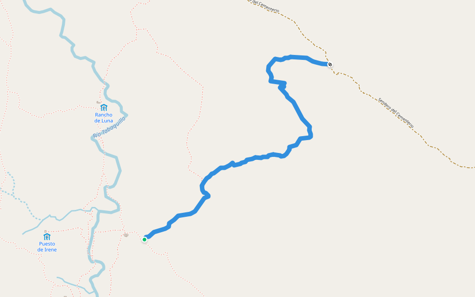 Héctor Gonzales - Camino del Cementerio walking route map in Los Molles