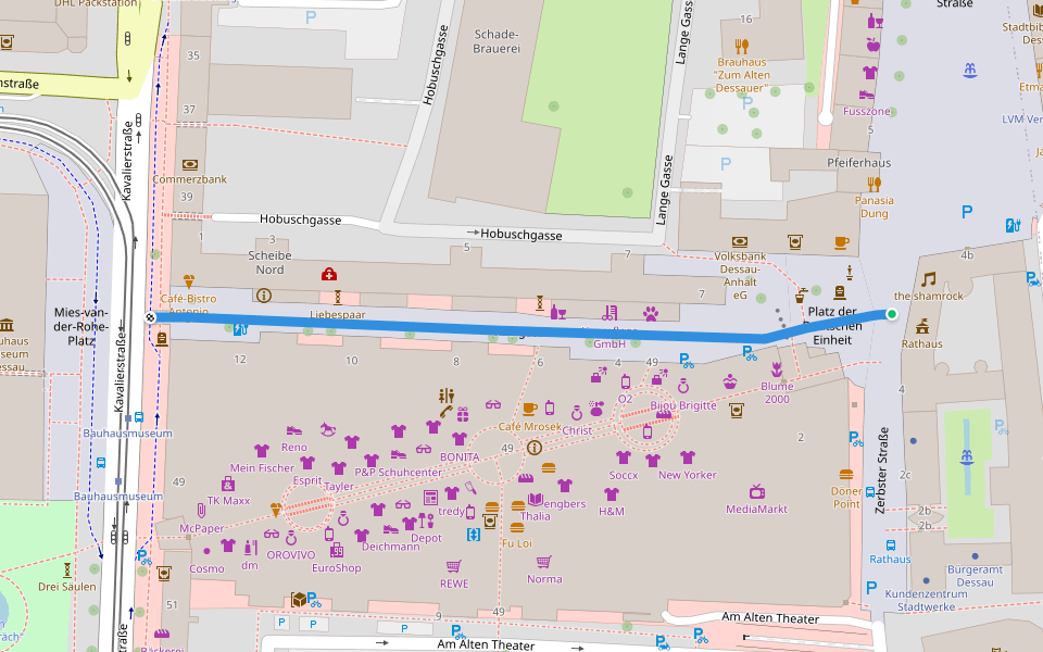 Ratsgasse walking route map in Dessau-Roßlau