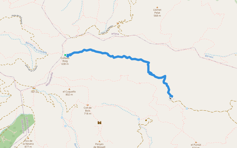 Camí vell d'Eslida a Alfondeguilla walking route map in Alfondeguilla