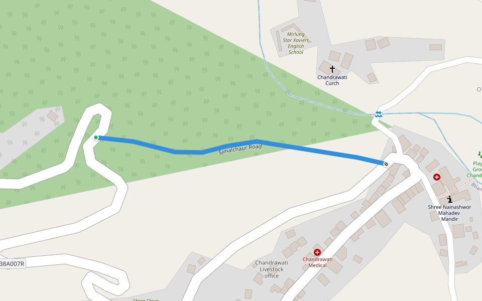 Simalchaur Road walking route map in Chandrawati